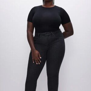 NWT Good American Good Legs Straight Mid-Rise Denim in Black -- Size 15